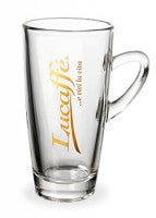 Set of 2 drinking glasses with handle for latte macchiato.